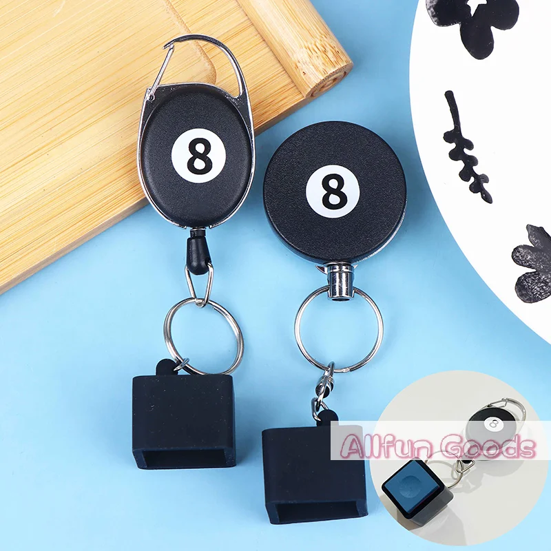 1Pc Black Billiard Telescoping Chalk Holder Snooker Pool Cue Chalk Holder Keychain Retractable Rope Chalk Holder W Mounting Clip