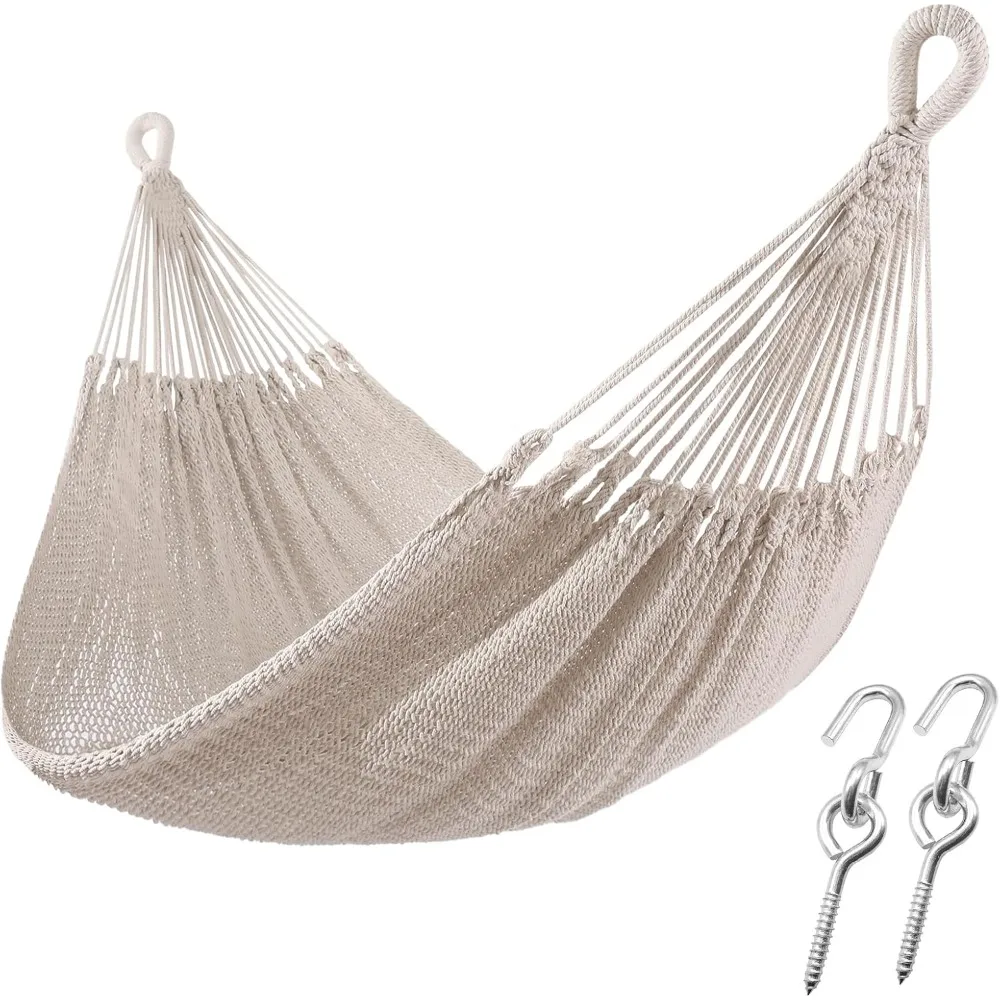 

Hammock by Thick Cotton Rope XXL Two Person Hammock for Outside, Patio Backyard Garden 550LB Capacity