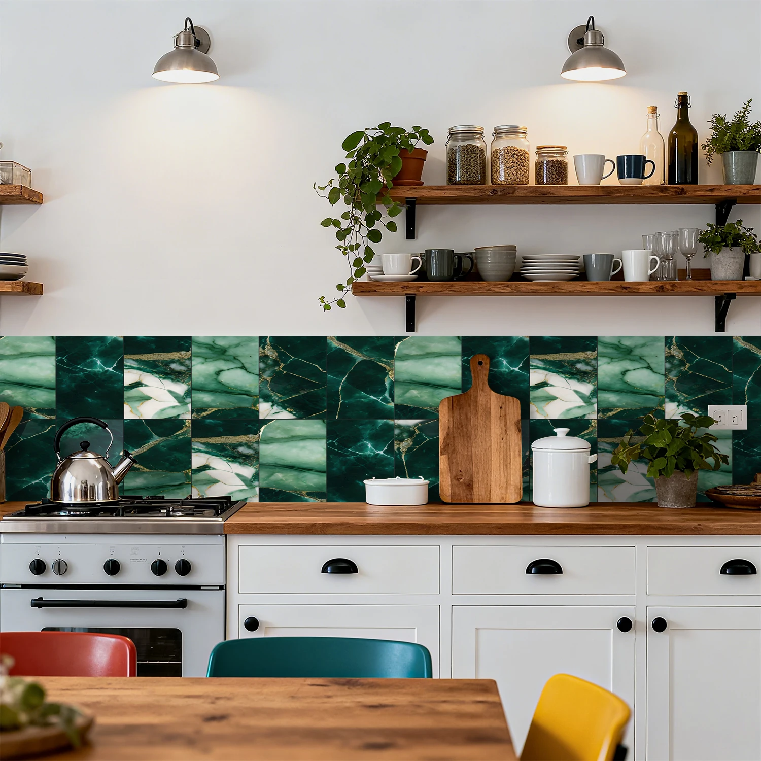 

Marble Pattern Tile Stickers, Easy to Stick & Residue-Free Removable Wall Decals for Accent Walls & Furniture