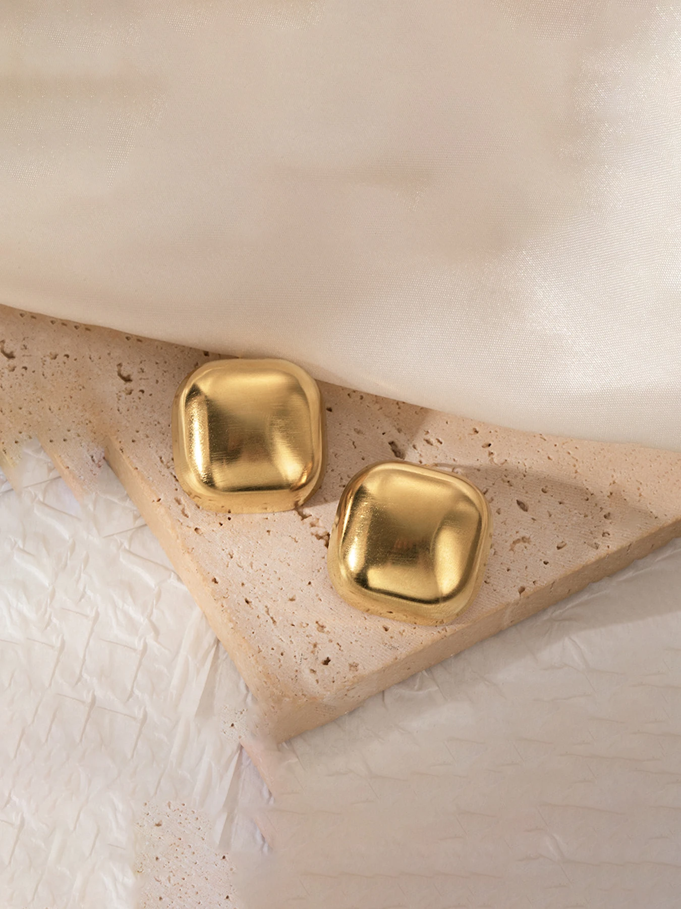 

Women's Stainless Steel Asymmetric Stud Earrings, Plain Design, Elegant Casual Jewelry for All Seasons, No Choking Hazard