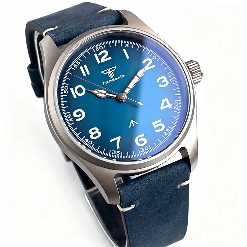 Tandorio 39MM 20ATM Pilot Automatic Vintage Men Watches For Japan NH35 Movement Sapphire Glass Titanium/Steel Lume Wristwatch