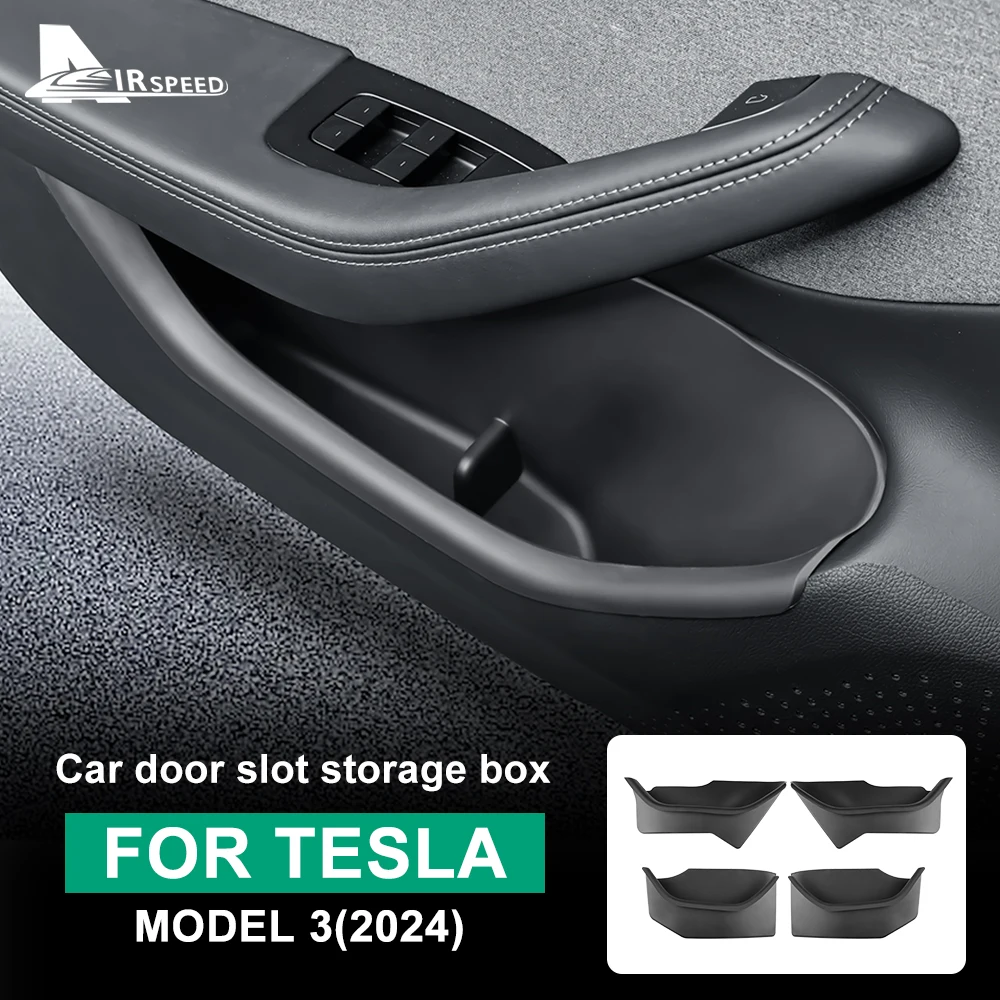 

Soft Tpe Door Slot Storage Box for Tesla Model 3 Highland 2024 Door Side Organizer Tray Front Rear Pockets Protector Accessories