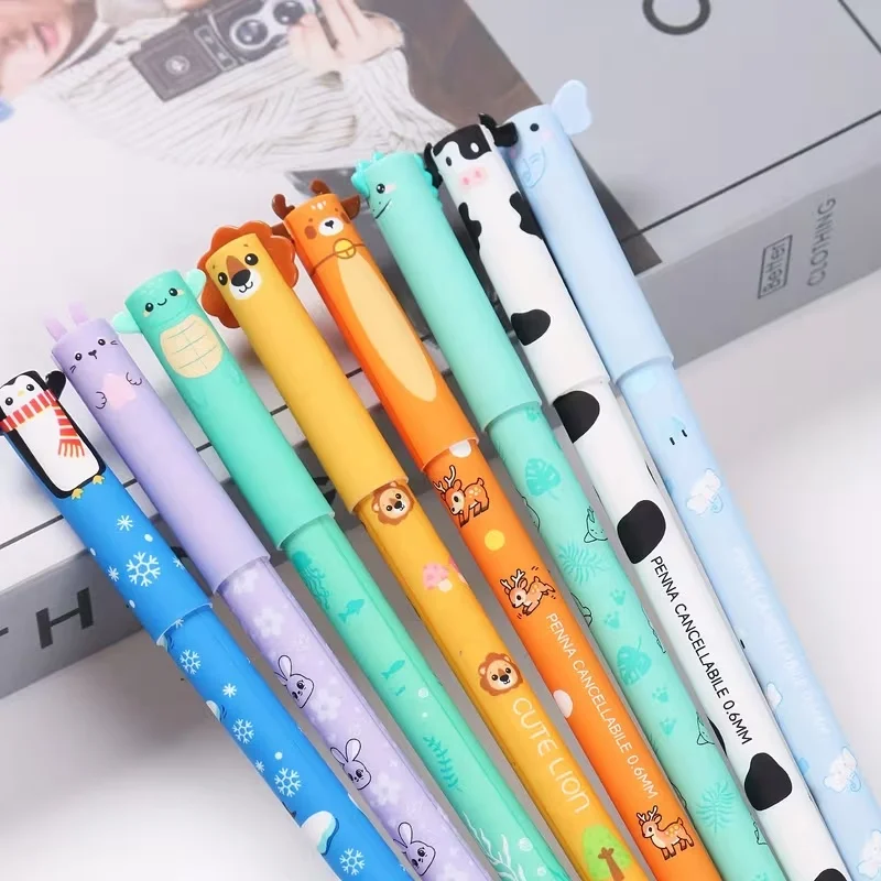A Set of 8 Animal-Shaped Erasable Gel Pens, Featuring a 0.5Mm Fine Tip, They Are Perfect for Note-Taking And Writing, cute pens