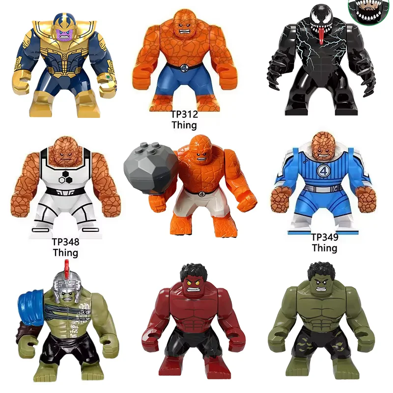 Marvel Fantastic Four Thing, Spider Man, Venom, Hulk, Iron Man, Assembled Dolls, Mini Building Blocks, DIY Toy Festival Gifts