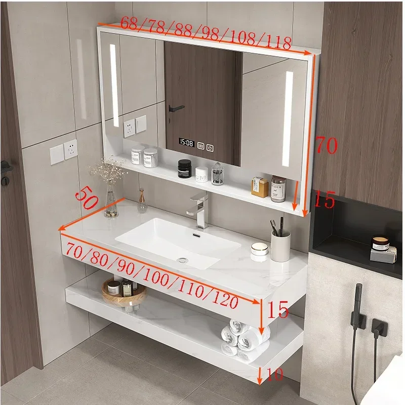 Bathroom furniture Light luxury rock slab Double layer wash basin Wash table Modern face basin Bathroom cabinet combination