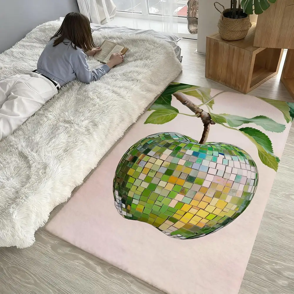 

ins Disco fruit fashion Floor Mat Soft Thickened Non-Slip Door Mat for Living Room Home Decor Flannel Rugs