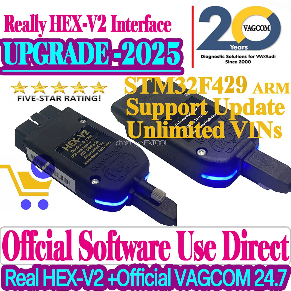 2025 VAG COM V24.7 Unlimited VINs VCDS TOOLS For Auto VAG HEX V2 OBD2 Scanner AUTOCOM Online USB Interface VW AUDI Skoda Seat V2