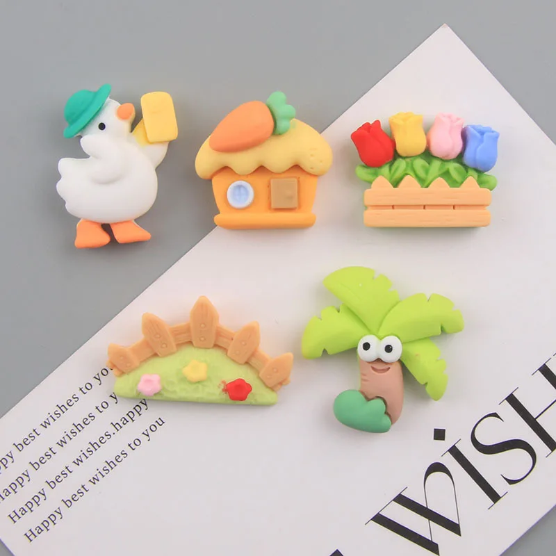 

10Pcs New Duckling House Resin Flatback Cabochon Scrapbook Kawaii Embellishments Accessories Lovely Family Resin Charm for Slime