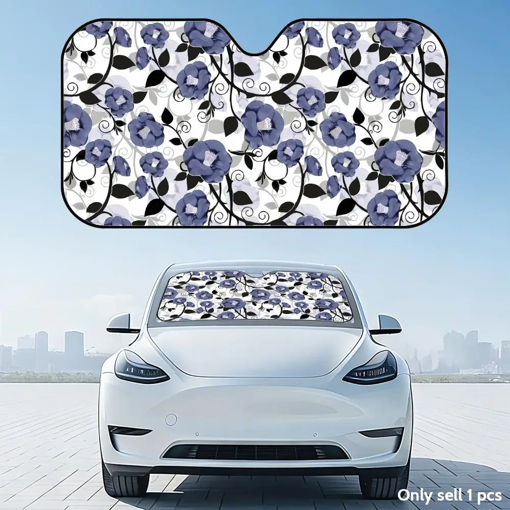 

Flowers Pattern Floral Sun Visor Reusable Aluminum Foil Car Windshield Sun Visor UV Protector Heat Insulation Cover Shade