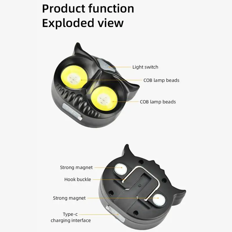 Head Lamp Camping Head Flashlight Lightweight Cartoon Owl Waterproof LED Head Lights Battery Powered Headlamp For Camping