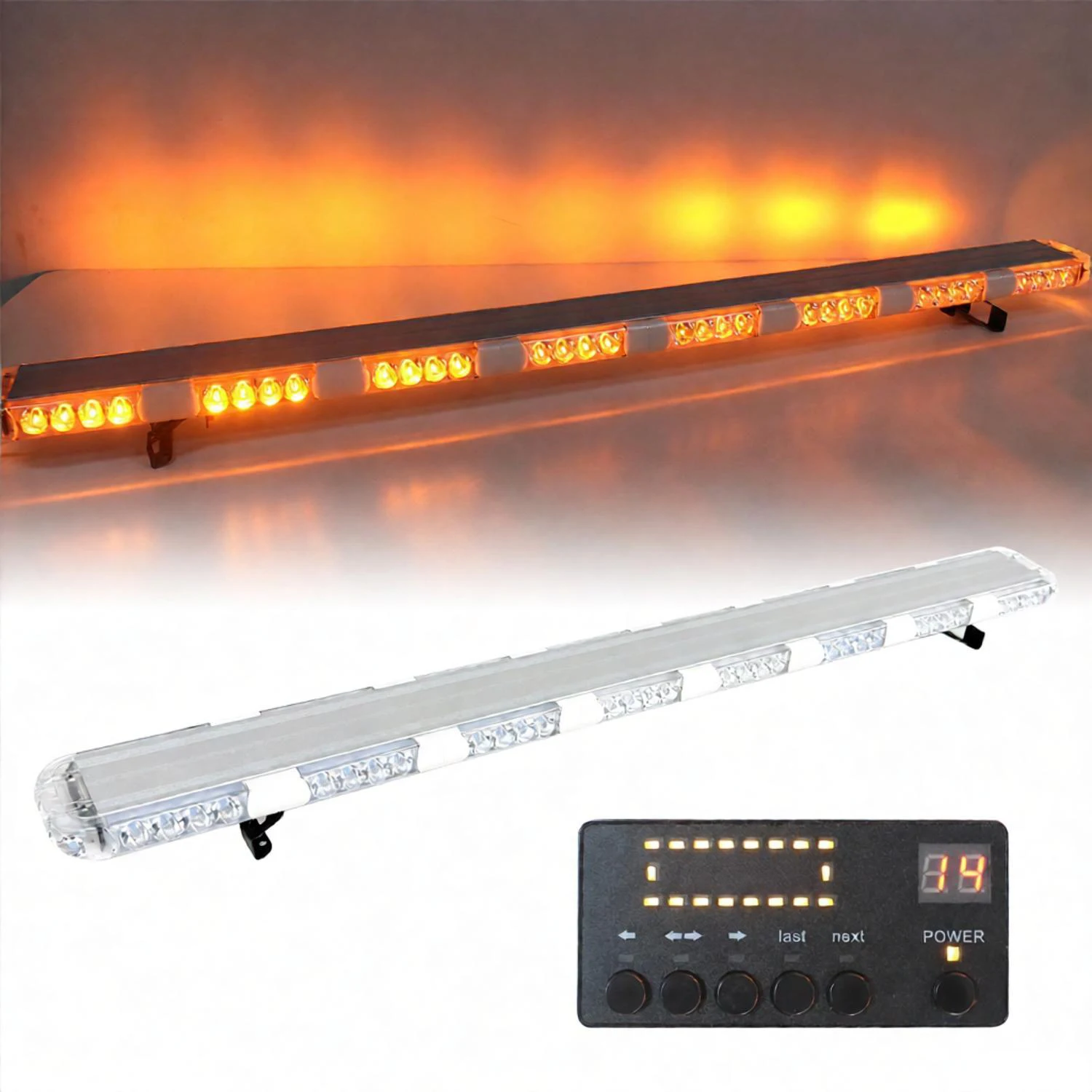 Amber Strobe Light Bar With Remote Controller 10-26V Vehicle Warning Flashing Light Bar for Truck Trailer Construction Car