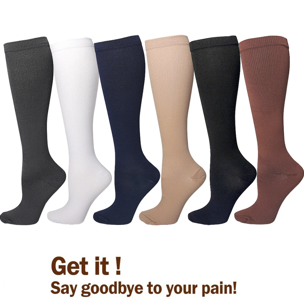 Chaussettes de compression unisexes, chaussettes de sport anti-fatigue pour le golf, le rugby, la course à pied, la randonnée, la conduite, les voyages, les vols, pour hommes et femmes