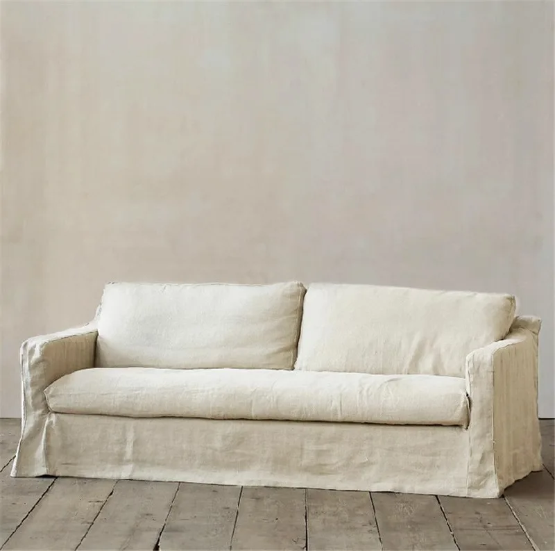 American simple wabi-**** wind B & B retro light luxury washed cotton and linen fabric double three-person fully dismantled down