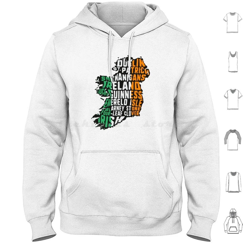 Irish Word Art , Day , Ireland Hoodie cotton Long Sleeve Day Irish Ireland Shamrock Saint Day Clover St Paddys Day Beer