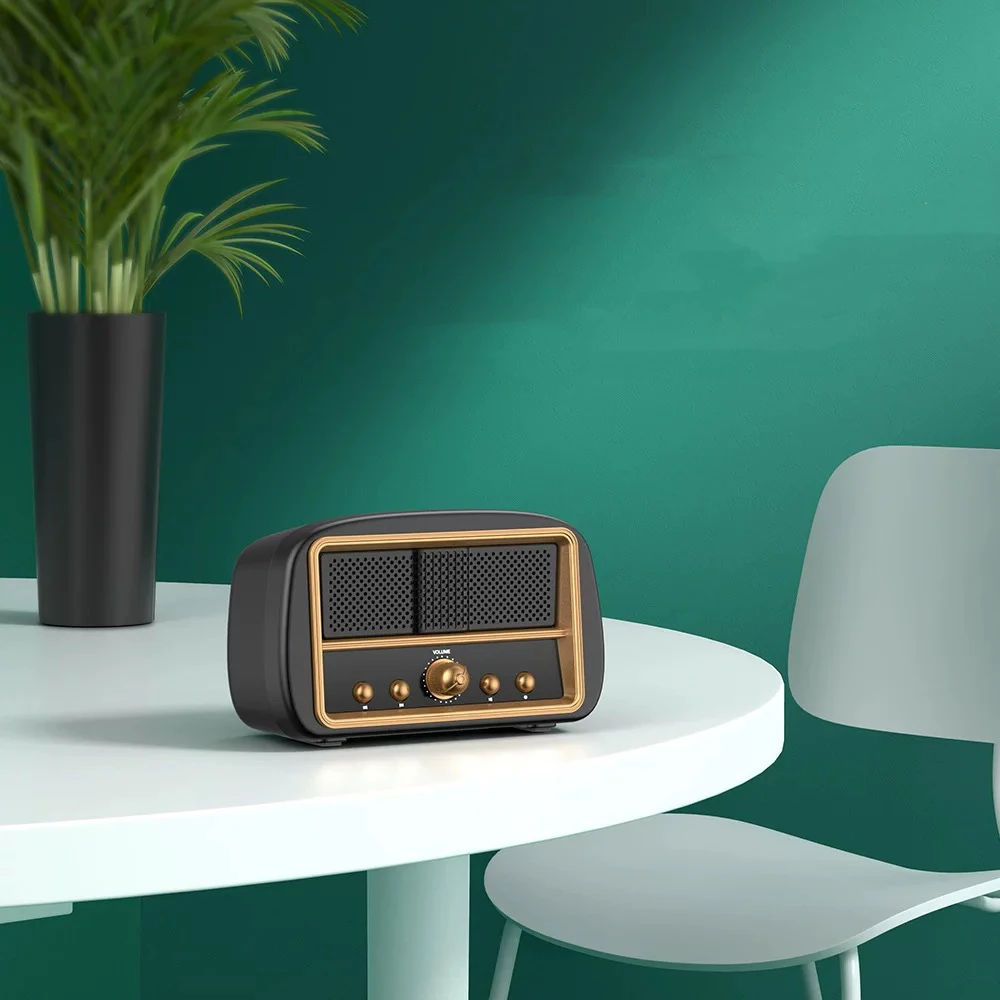 Retro wireless Bluetooth speaker, supports mobile phone hands-free calls, multi-function, bass