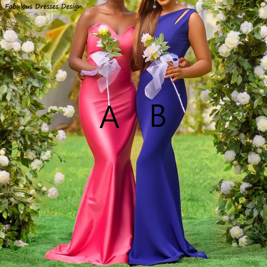 Formal Long Mermaid Bridesmaid Dresses Royal Blue One Shoulder Trumpet Wedding Guest Dress For Women Prom Party Gown