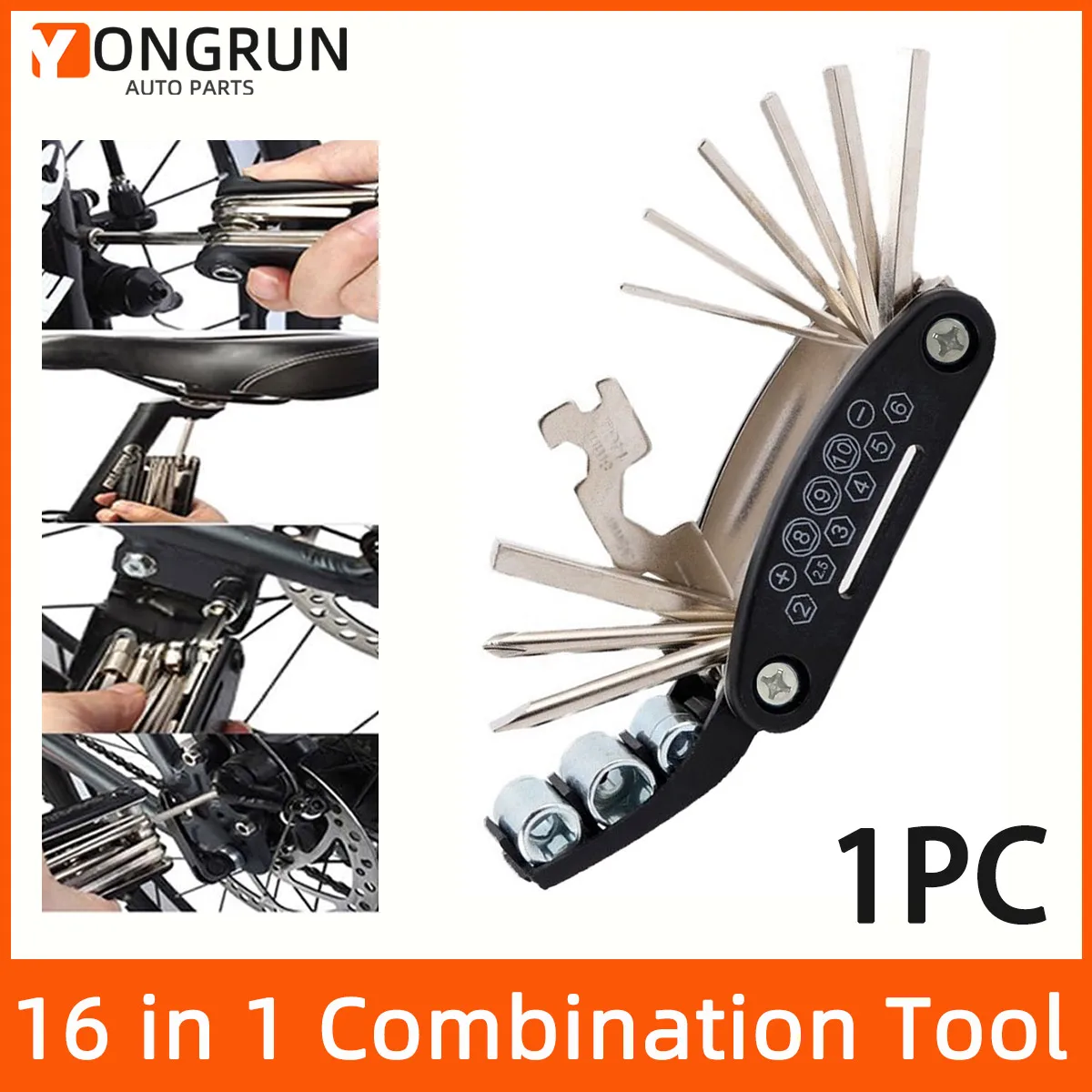 

YONGRUN 1 шт. 16-в-1 портативный инструмент для ремонта велосипеда комбинированный ключ отвертка мотоцикл велосипед многофункциональный инструмент для ремонта
