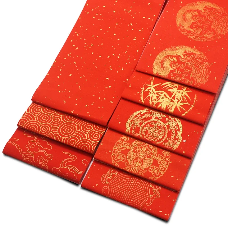 

China Red Xuan Paper Chinese Spring Festival Couplets Paper DIY Brush Calligraphy Wedding Wannian Red Rice Papier Papel China