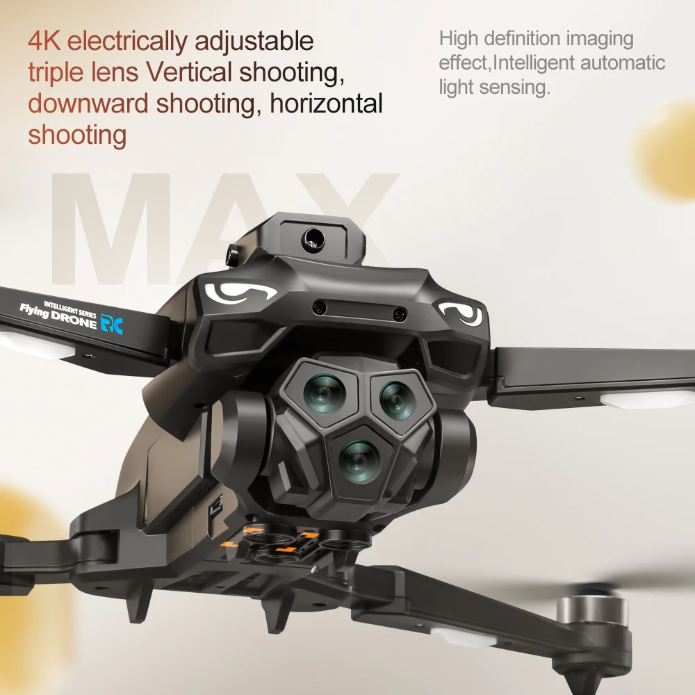 4K Camera Drone Brushless Motor Rc Quadcopter Avoidance 3-Cam Upgraded Screen on Control Drone FPV for Adults or Children