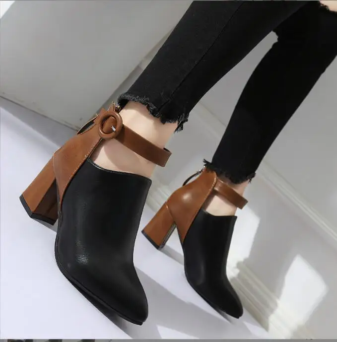 

Fashion New Autumn Winter New High Ankle Boots Woman Ladies Women's Boots Women High Heels Leather Dress Shoes Large size