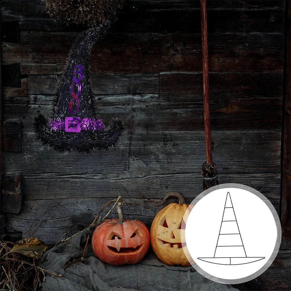 

Sturdy Iron Witch Hat Hoop Halloween Diy Flower Arranging Frame Hanging Holder Metal Wire Support Party Home Decoration Witch