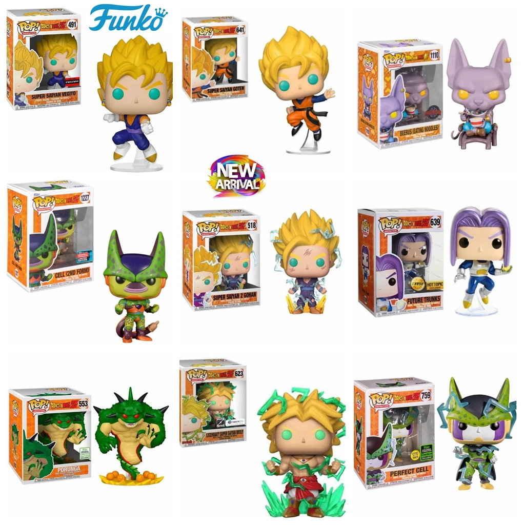 Виниловые фигурки Funko Pop Dragon Ball GOHAN 518 PORUNGA 553, 639 BEERUS 1110 120 CELL 1227 759 VEGITO 491, Игрушечная модель