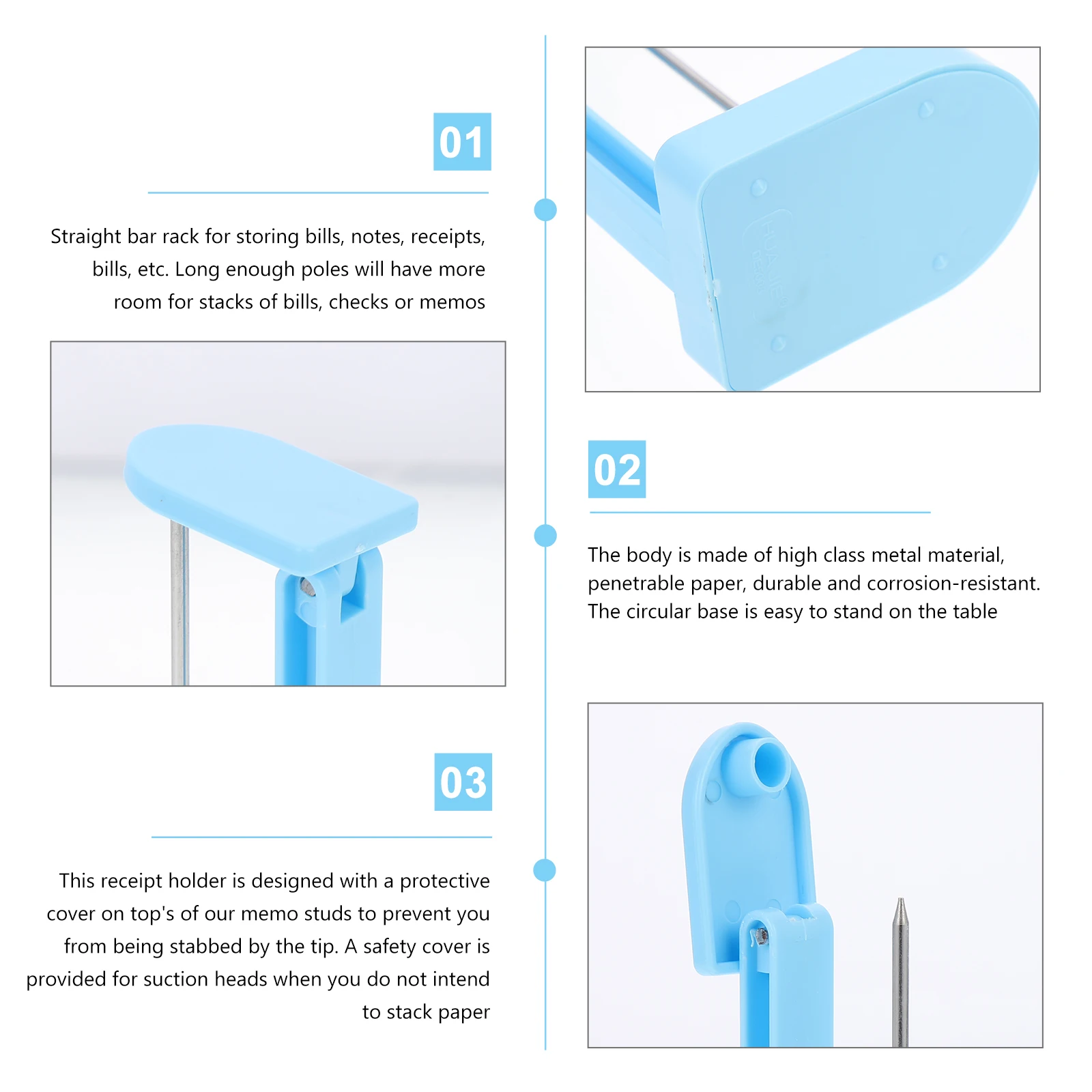 

2pcs Paper Spike Stand Desktop Bill Organizer For Office Restaurant Kitchen Receipt Holder Check Storage Memo Stand