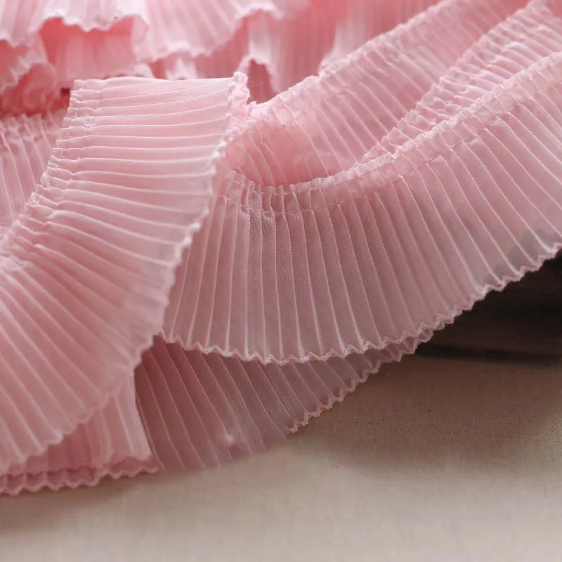 

20Yds Chiffon Embroidered Pleated Ruffle Lace Trim for Fringe Clothes Collar Prom Even Dress Ribbon Fabric Sewing Supplies