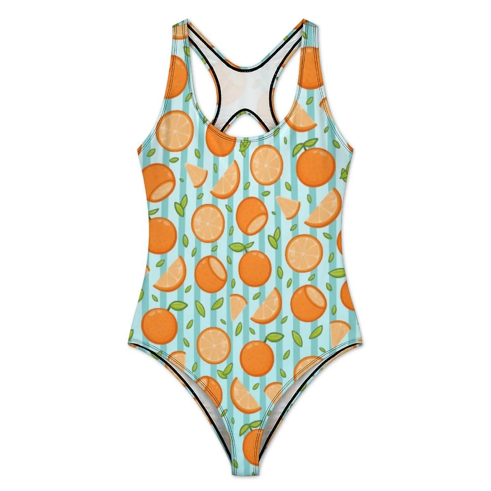 Orange Oranges Swimsuit Cartoon Fruit Print Push Up Swimwear One Piece Holiday Rave Bathing Suits Swimsuits Sexy Beach Outfits
