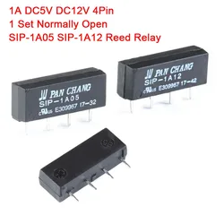 10Pcs/1pc 5V 12V Reed Relay Switch Module SIP-1A05 SIP-1A12 4PIN Reed Relay 1 Set Normally Open NO 1A DC5V DC12V DC24V 4Pin Rele