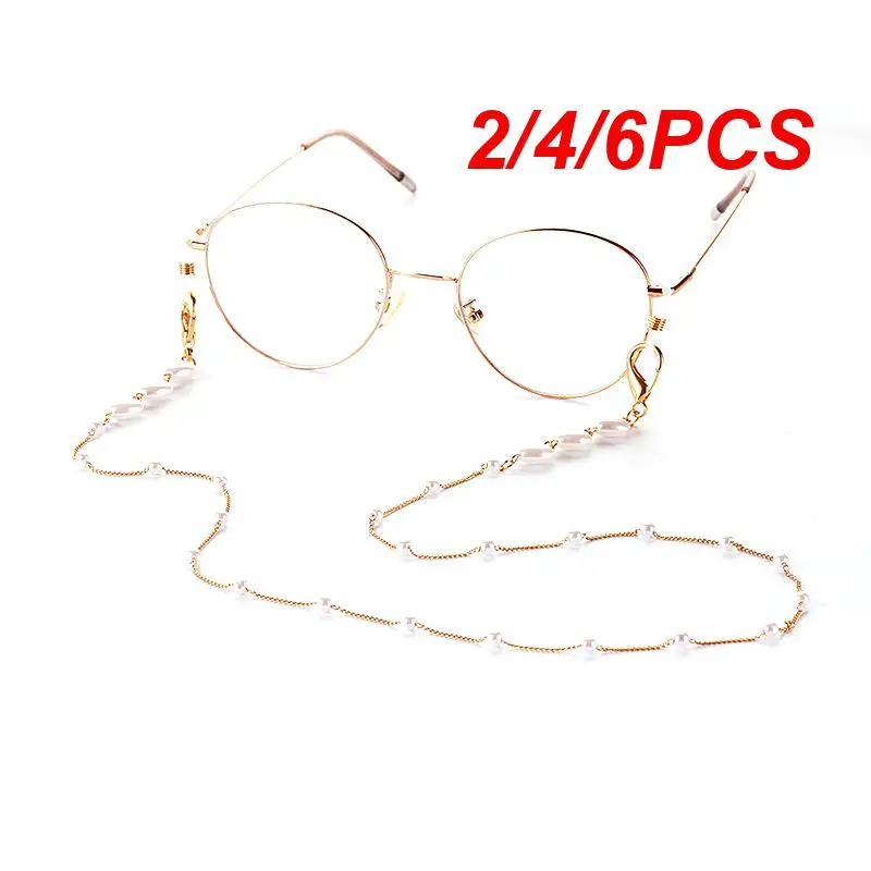 2/4/6PCS Glasses Chain Retainer Holder Eyeglasses Chains Heart Pearl New Fashion Mask Hanging Rope Crystal Sunglasses Lanyards