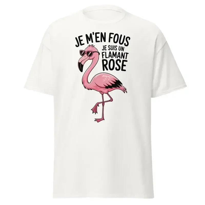 Camiseta divertida con estampado de flamencos, diseño original y con la frase «No me importa».