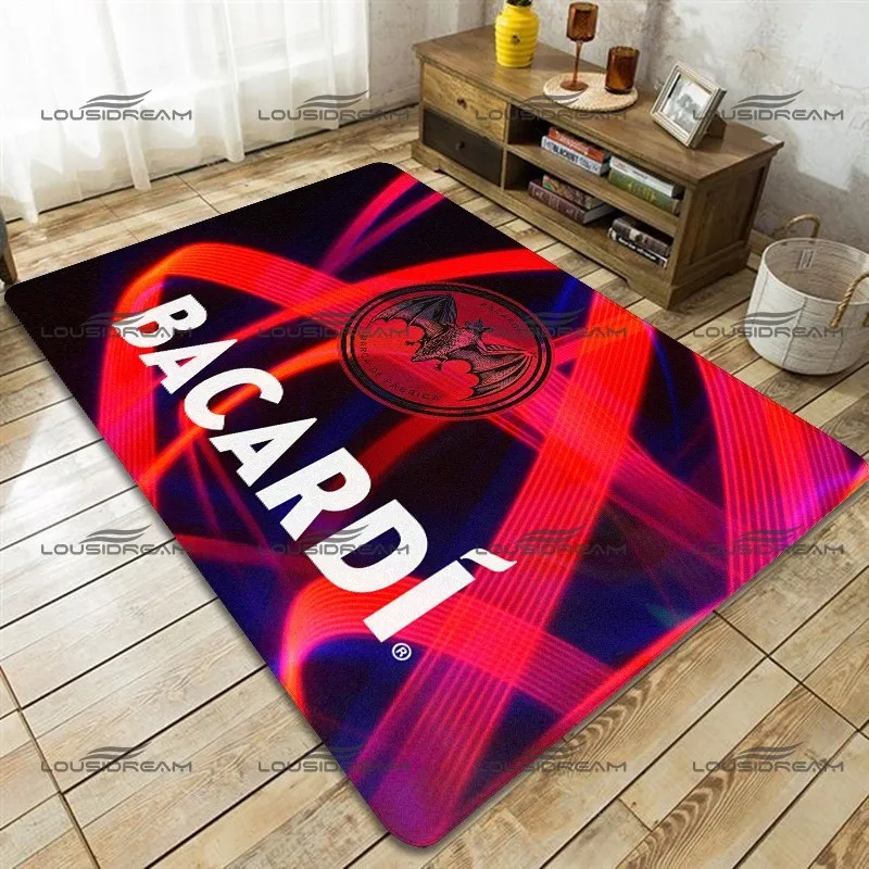 Square Flannel Bacardi Art Carpet Cuban Rum Pattern Rugs Bar Carpet Modern Home Living Room Floor Mats