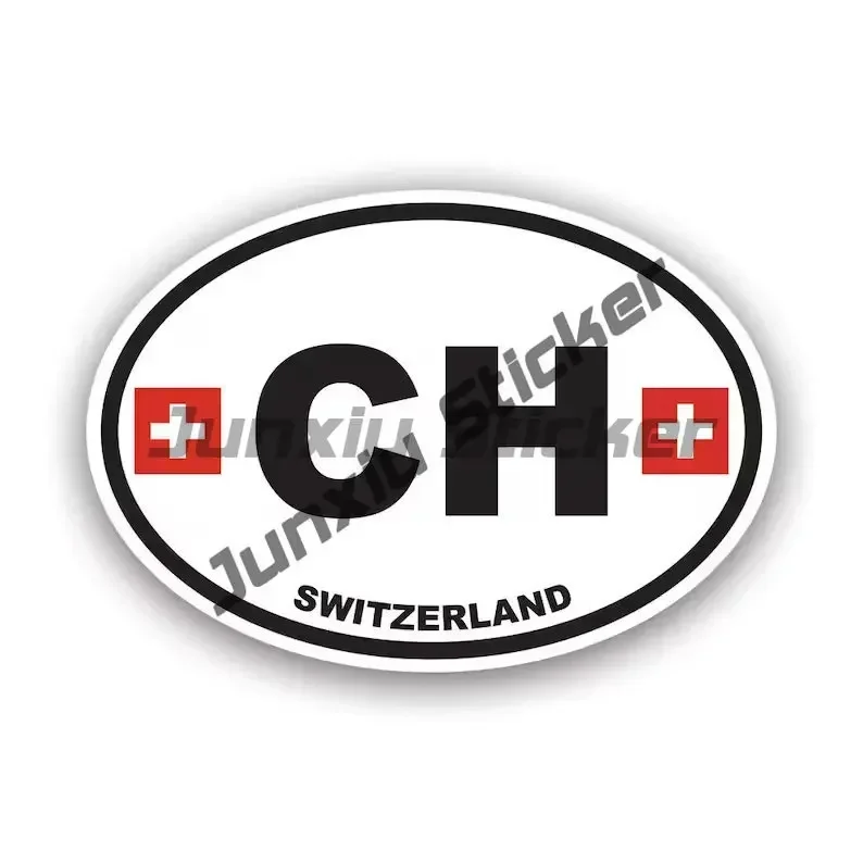 Switzerland Sticker Bern Switzerland Stamp Decal UV Protected Swiss Flag Country Code Ch Oval Decals Custom Boat Glue Sticker