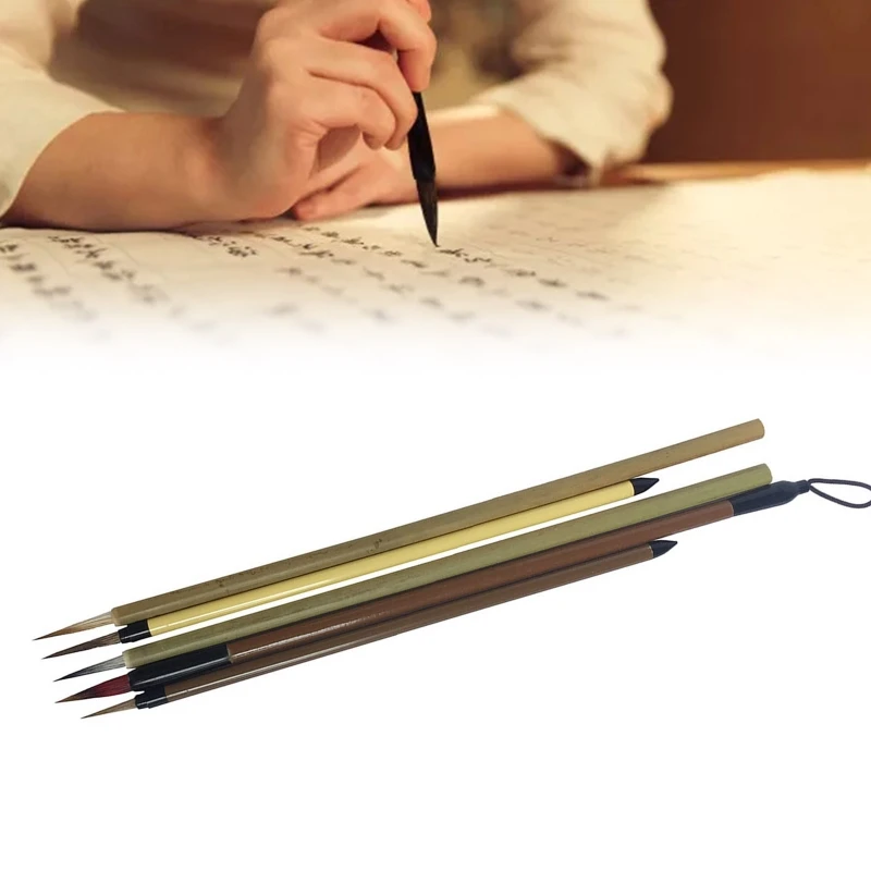 pennelli per calligrafia cinese 5 pennelli per rivestimento con pennino fine per dipinti a inchiostro Illustrazioni per