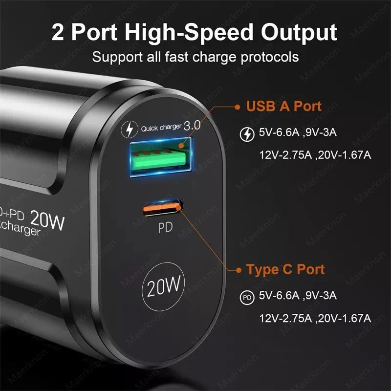 20W Pd Usb Quick Charger Voor Xiaomi Iphone 13 12 Pro Max Muur Snel Opladen Draagbare Eu Ons Uk plug Adapter Mobiele Telefoons Lader