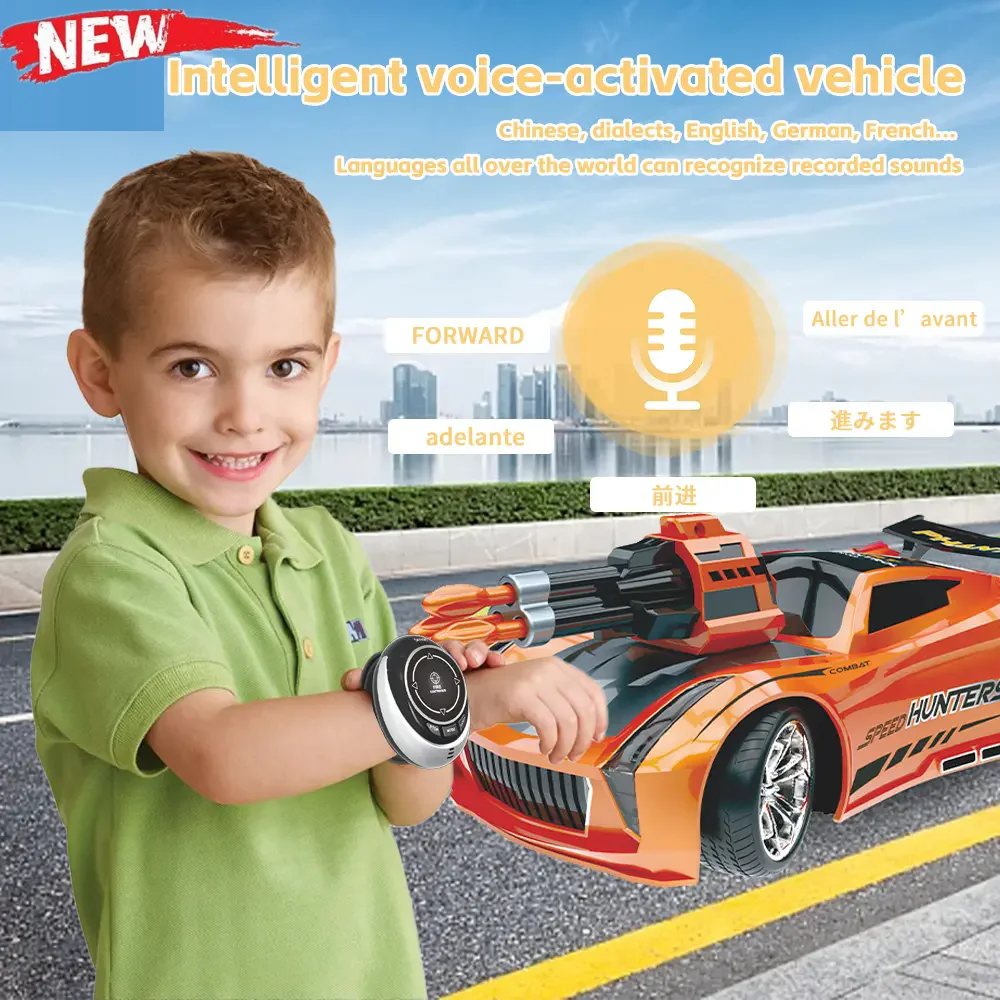 Remote Control Intelligent Toys Car programming  launching Soft Bullets Voice Controlled Watches Soft Bullet Shooting Car Toys