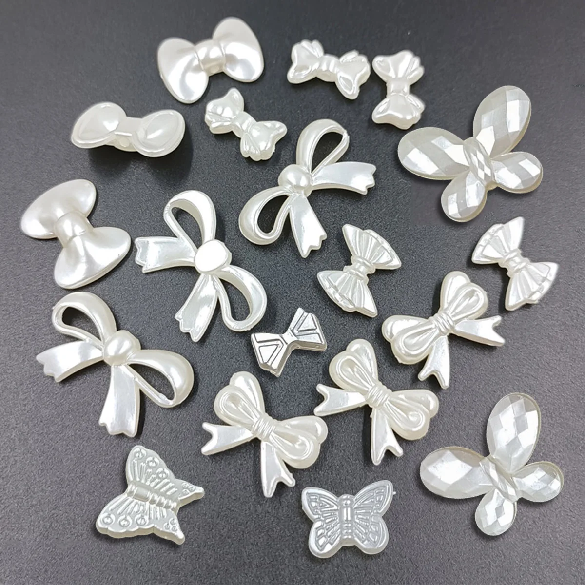 10/20/30/50Pcs ABS Imitation Pearl Butterfly Bow Beads For DIY Jewelry Making Accessories Keychain Phone Case Decoration Patch