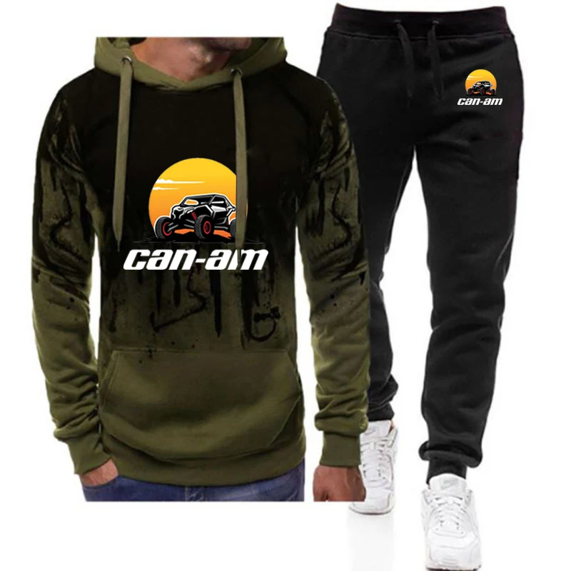 2025 Can Am دراجة نارية الرجال جديد التدرج مقنعين هوديي + السراويل رياضية عادية طباعة Sweatpant الترفيه Harajuku ملابس رياضية الدعاوى #6