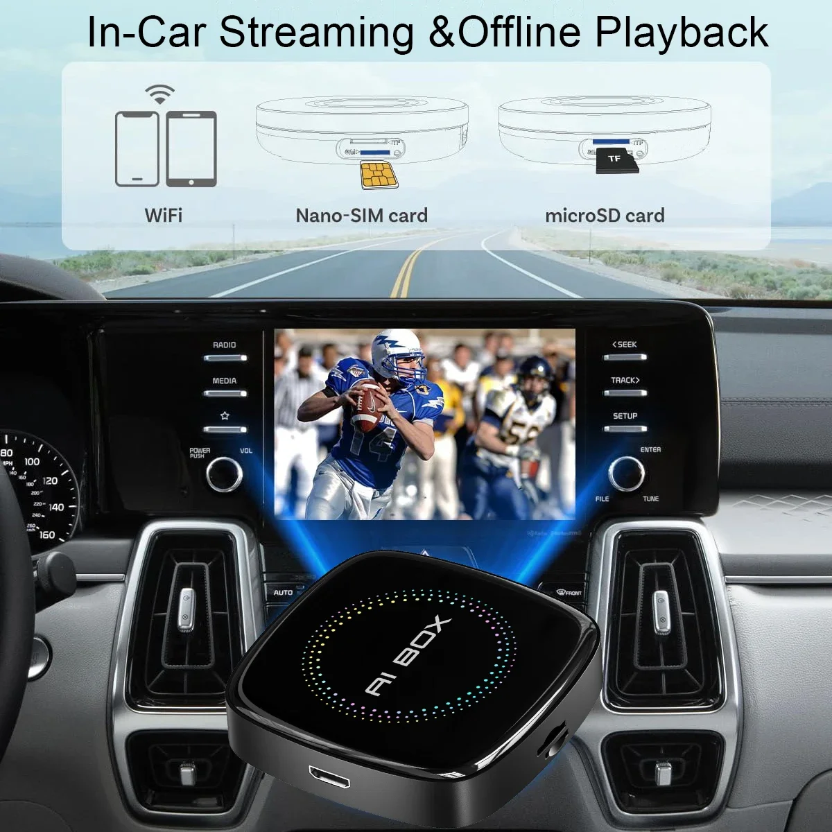 متوفر في المخزون 8 128 جيجا بايت Carplay Ai Box محول لاسلكي Miracast Mirroring 2025 Android Auto 8gb ram مع netflix و youtube Capabili