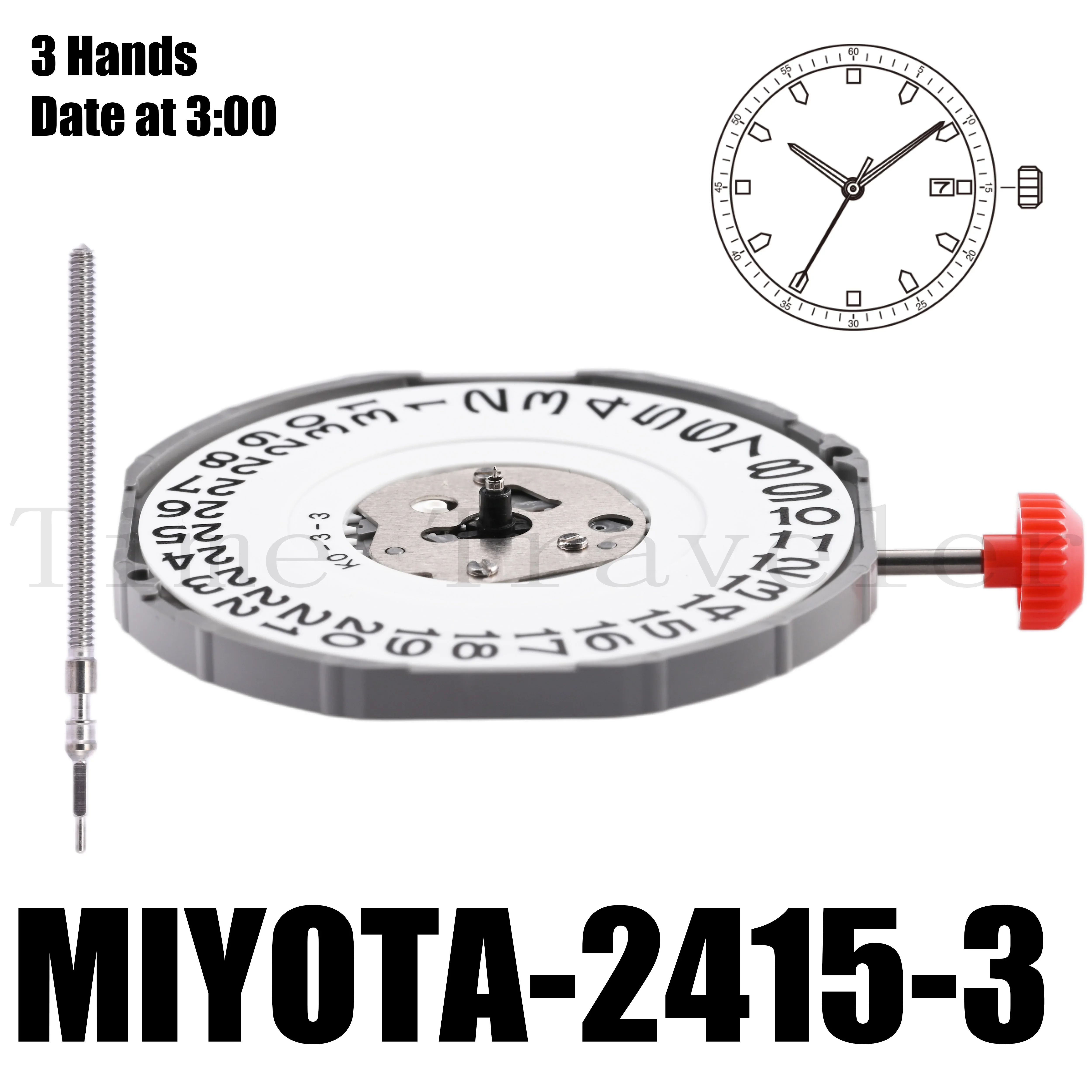 2415 Movement Miyota 2415 Movement Size  13 1/2’’’ Height  4.35mm Accuracy ±20 sec per month 3 Hands Date at 3:00