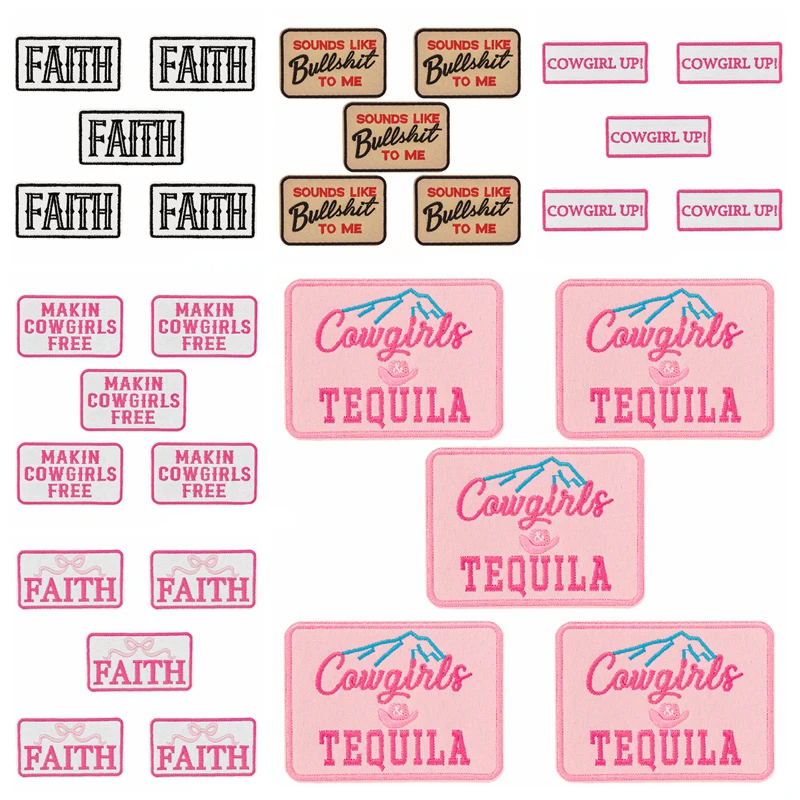 10 Stück/Set Großhandel Cowboy Cowgirl bestickte Patches für Kleidung Aufkleber Cartoon Buchstaben Applikation Eisen auf Patches auf Kleidung