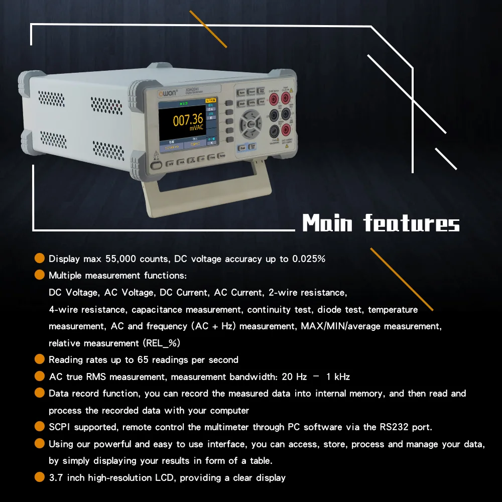 NUEVO Multímetro Digital OWON Original, XDM2041, Pantalla LCD de 4 Pulgadas, 55000 Lecturas, Voltaje CA, Corriente, Resistencia, Frecuencia, Pantalla de Doble Línea