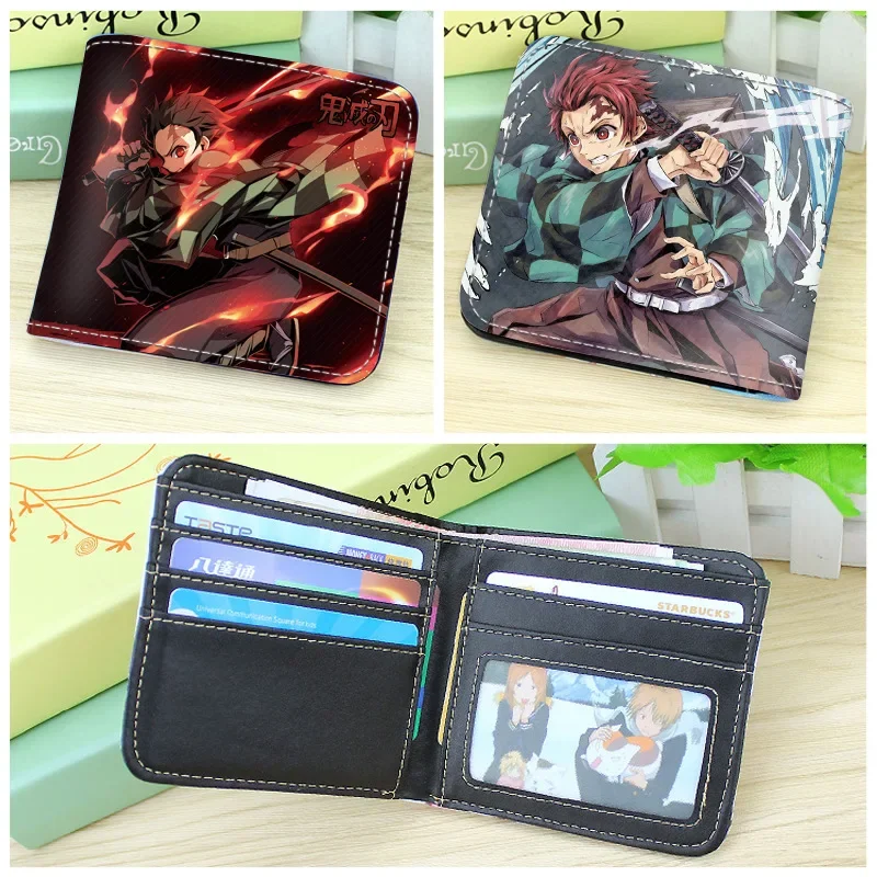 Demon Slayer Wallets Anime Figure Peripheral Tanjirou Zenitsu Nezuko Shinobu Coin Purse Kimetsu No Yaiba Zipper Money Clip Bag