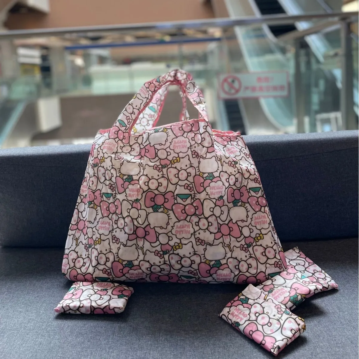 

New For Hellokitty Portable Folding Shopping Bag Large Cartoon Waterproof Reusable Easy To Carry Capacity Handbags Pouch