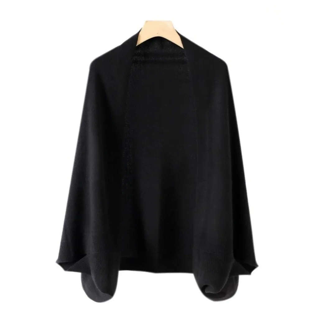 

Повседневная вязаная кашемировая шаль с рукавами «летучая мышь», мягкие шарфы из пашмины, зимняя теплая шерстяная накидка двойного назначения