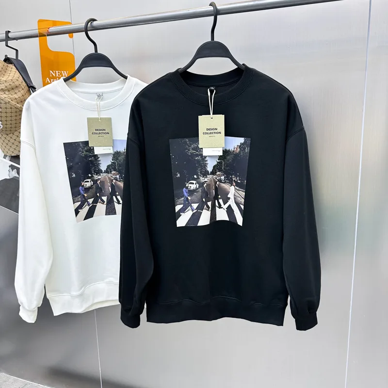 

Мужской модный вязаный свитшот Bird Poer с принтом, осенне-зимний, повседневный, с круглым вырезом, в американском стиле, базовый топ