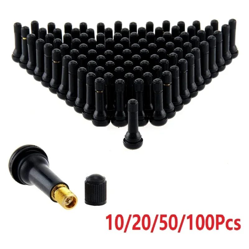 TR414 Universal Snap-In Black Rubber Tire Valve Stems Short Rod Car Accessory10/20/50/100PCS