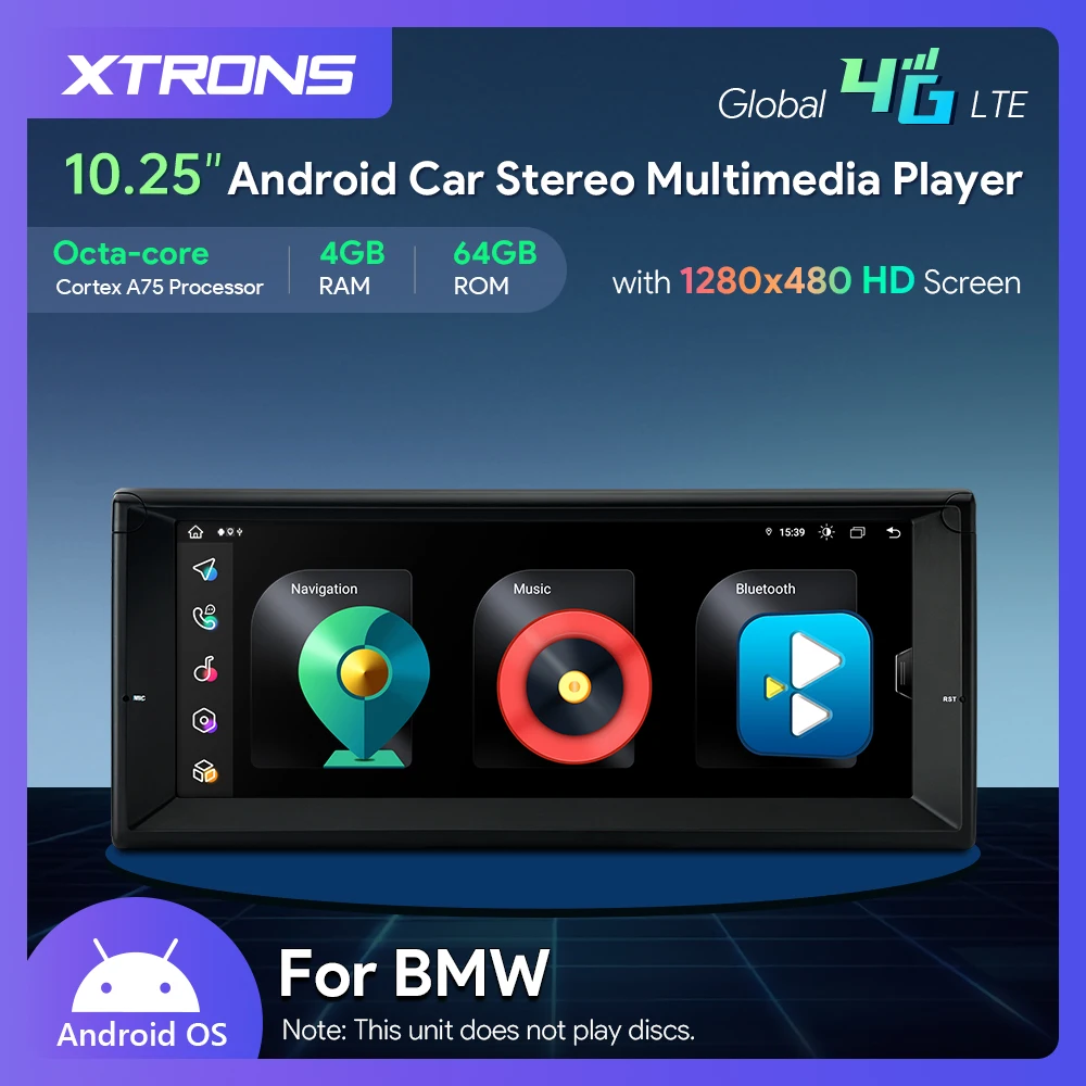 XTRONS 10.25'' Car Radio Android 13 Car Stereo Multimedia Player for BMW E39 M5 7 Series E38  with Global 4G Car Play AA AKM DSP