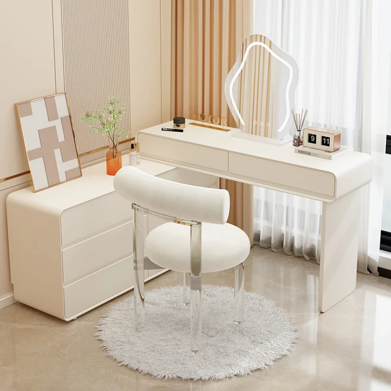 

Minimalist White Vanity Tables Stool Aesthetic Large Lights Vanity Tables Mirror White Nordic Penteadeira Bedroom Furniture